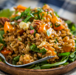 Warm Farro Salad with Kale, Feta, Garlic, and Lemon Warm Farro Salad