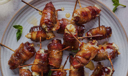 Goat Cheese Stuffed Dates Wrapped in Crispy Bacon Goat Cheese Stuffed Dates