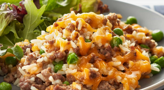Cheesy Hamburger Rice Casserole - Easy Dinner Recipe Cheesy Hamburger Rice Casserole